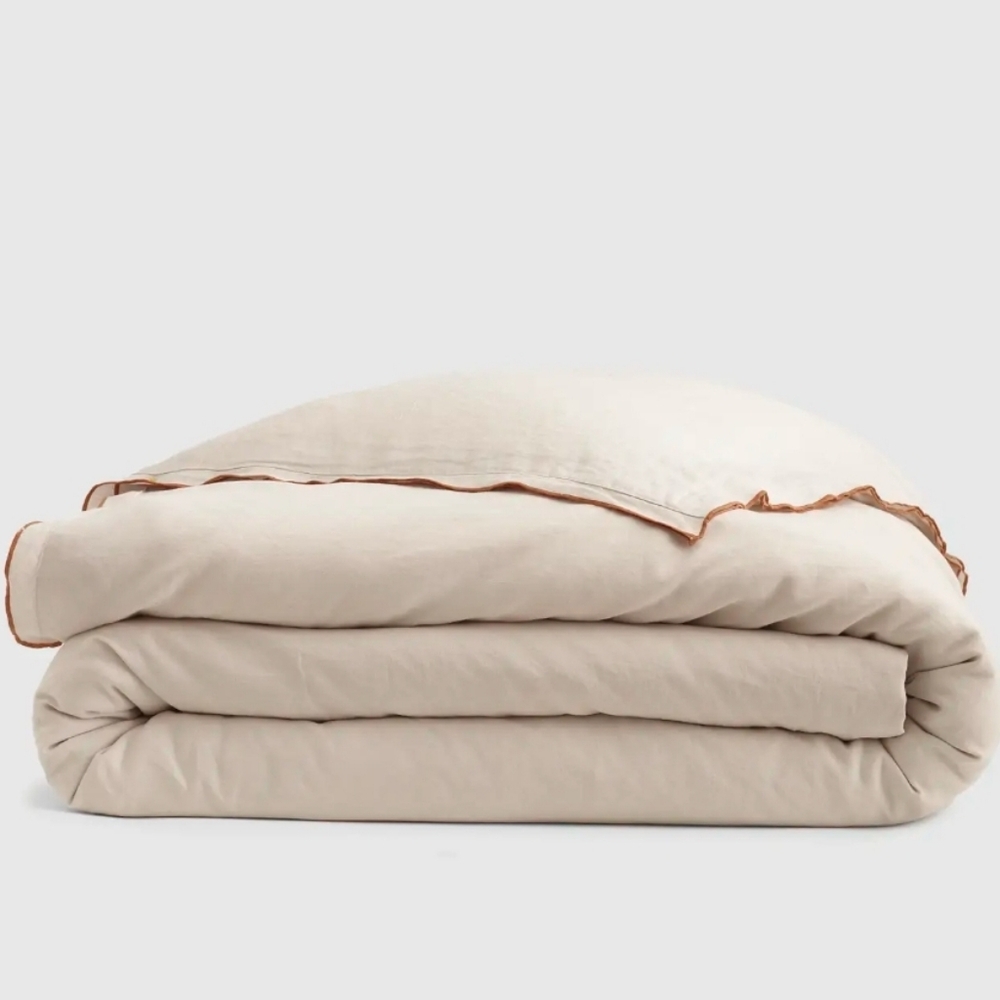 NWOT! Quince Linen Embroidered Edge Duvet Cover! Full/ Queen! (822)